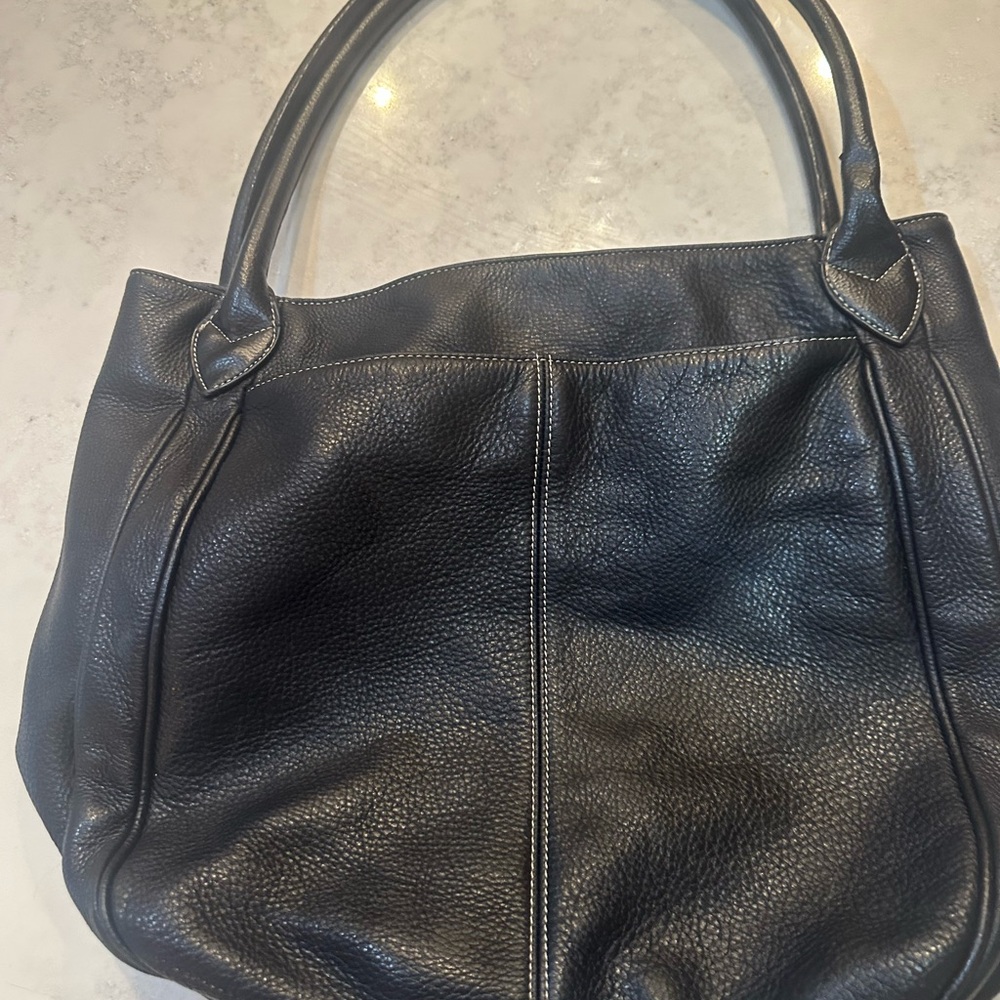 Oversized Elegant Black Leather Tote Bag